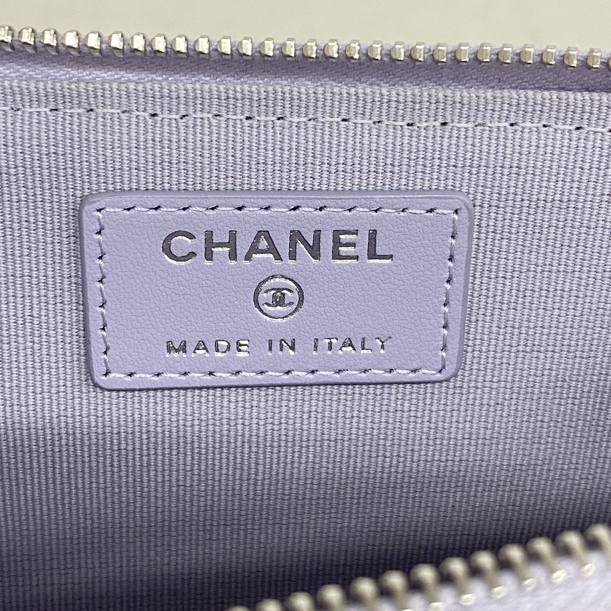 Chanel Coin Purse Quilted Caviar Leather Light Purple Silver — view 4