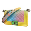 Chanel Shoulder Bag Boy Caviar Leather Multicolor Silver