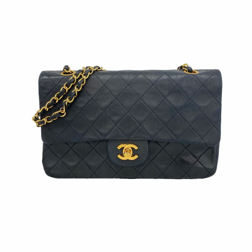 Chanel Shoulder Bag Quilted Lambskin Black Gold