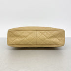 Chanel Shoulder Bag Quilted Caviar Leather Beige Gold — view 3