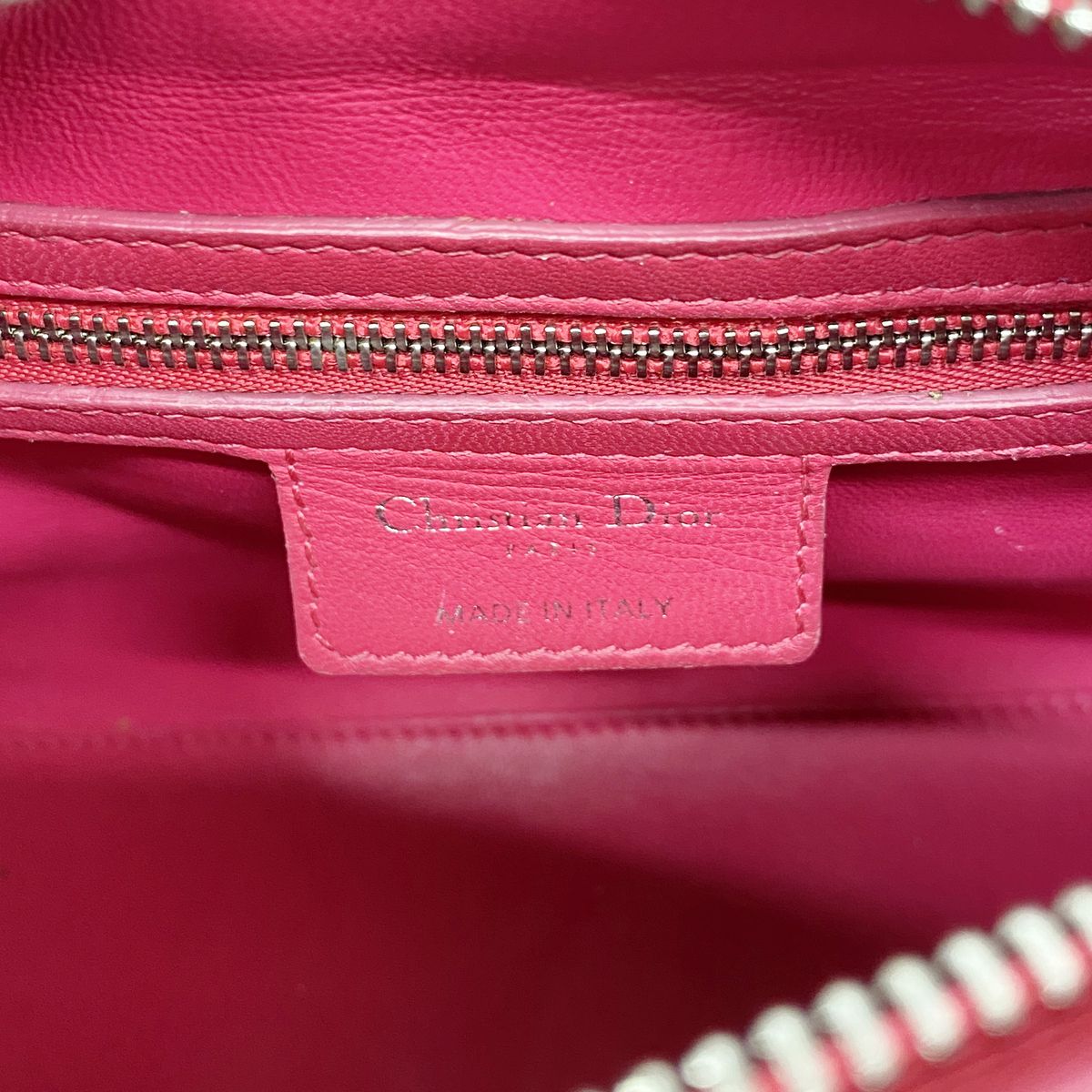 Dior Handbag Cannage Lady Canvas Leather Multicolor Silver 2-Way Bag — view 5