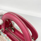 Dior Handbag Cannage Lady Canvas Leather Multicolor Silver 2-Way Bag — view 8
