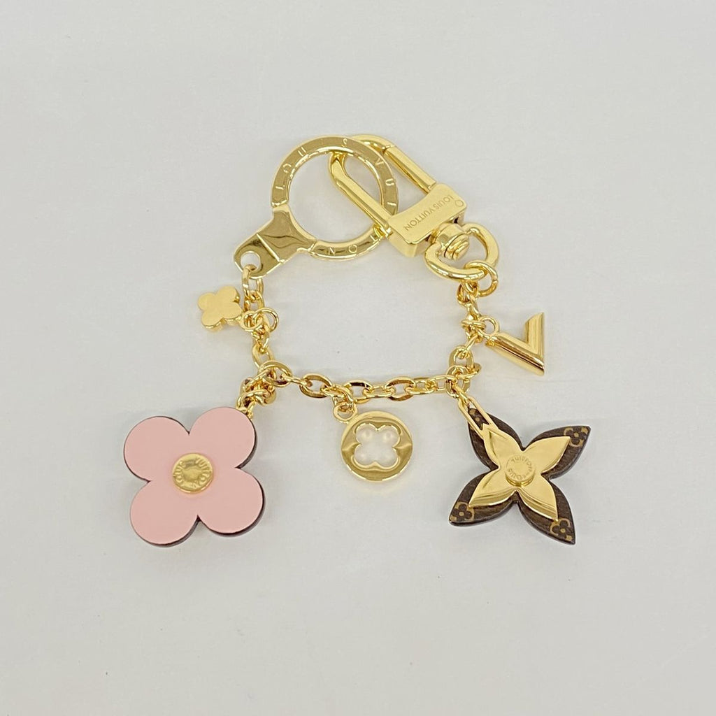 Louis Vuitton Key Holder Charm Monogram Bijou Sac Chaine Blue Ming Flower Gold — view 2