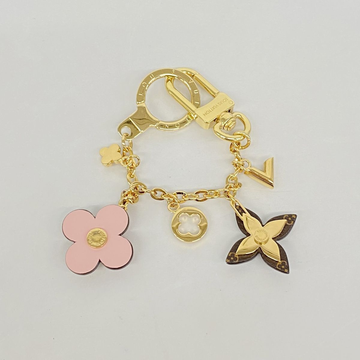 Louis Vuitton Key Holder Charm Monogram Bijou Sac Chaine Blue Ming Flower Gold — view 2