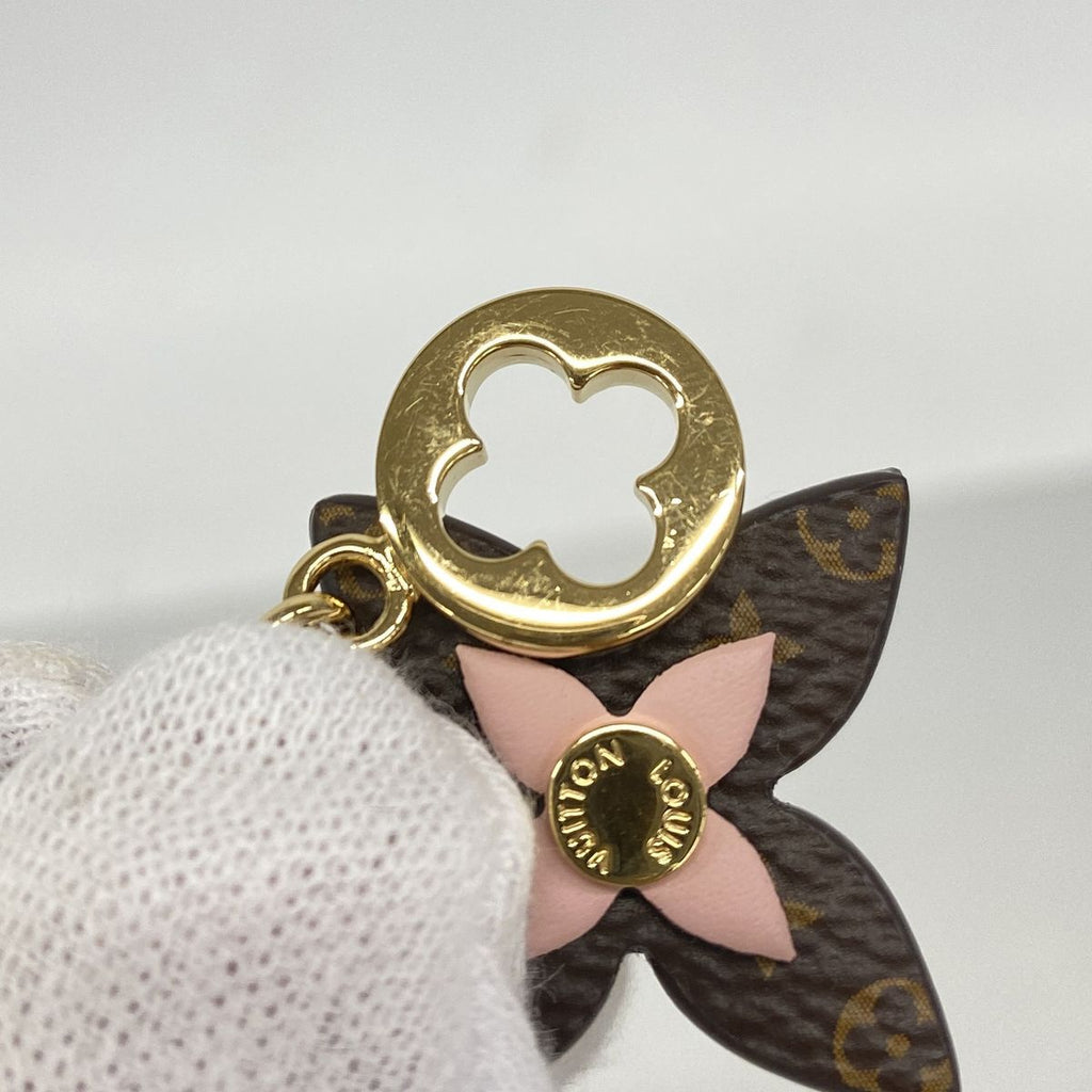 Louis Vuitton Key Holder Charm Monogram Bijou Sac Chaine Blue Ming Flower Gold — view 3