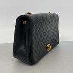 Chanel Shoulder Bag Quilted Lambskin Black Gold — view 2