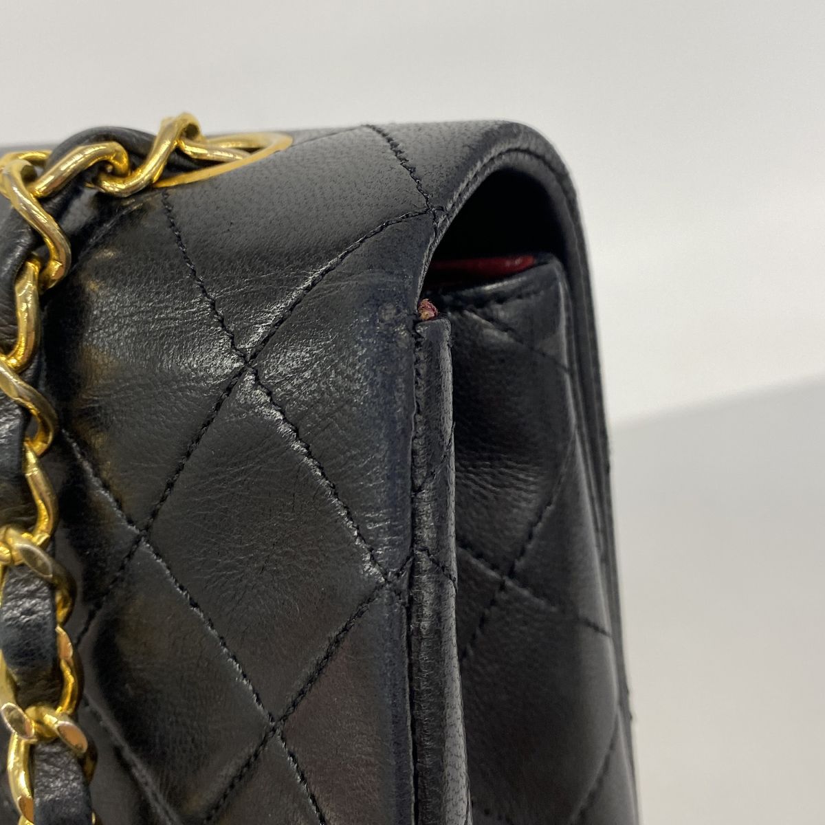 Chanel Shoulder Bag Quilted Lambskin Black Gold — view 7