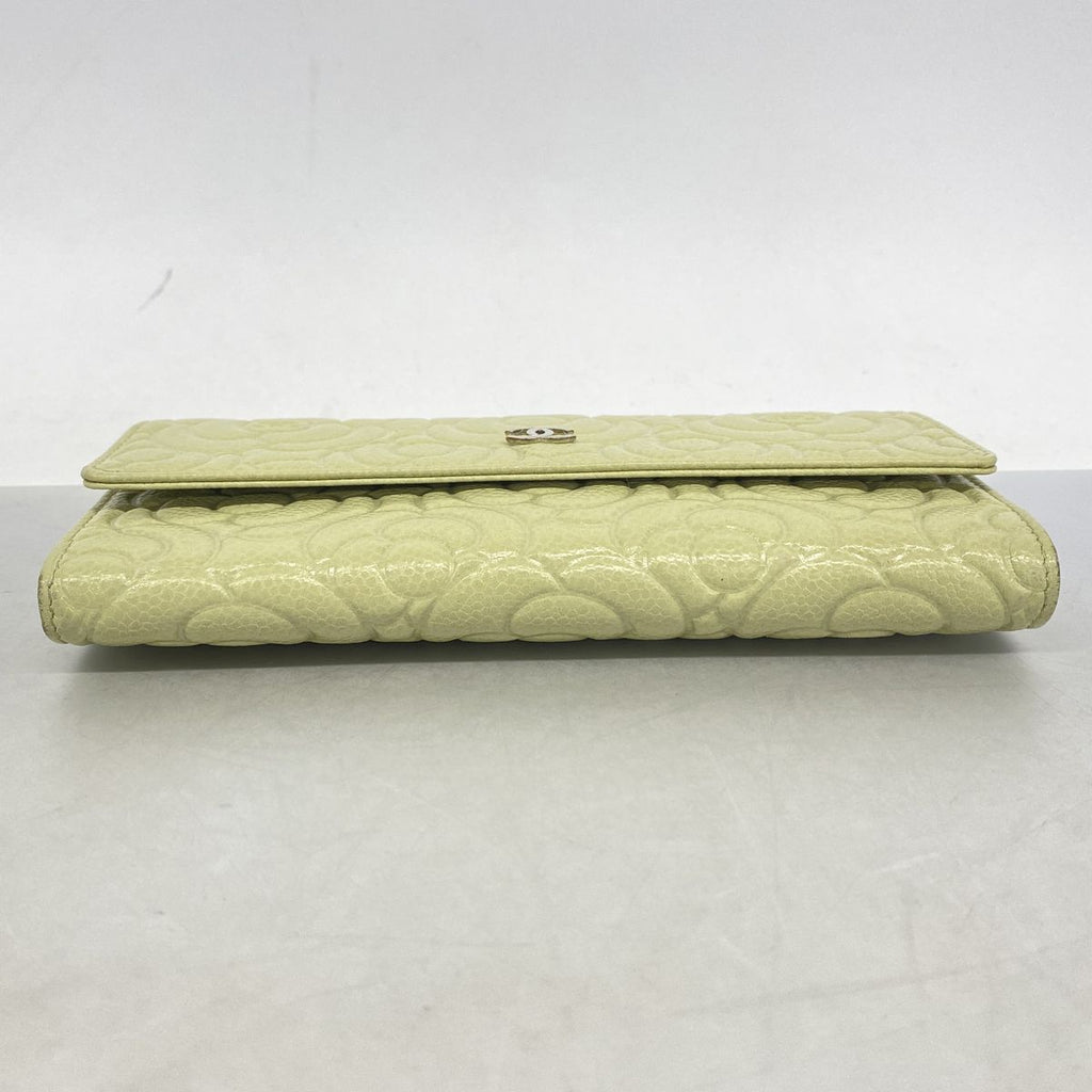 Chanel Wallet Camellia Caviar Leather Green Silver — view 2