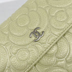 Chanel Wallet Camellia Caviar Leather Green Silver — view 6
