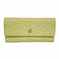 Chanel Wallet Camellia Caviar Leather Green Silver