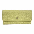 Chanel Wallet Camellia Caviar Leather Green Silver