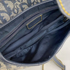 Dior Handbag Trotter Saddle Canvas Navy Beige Gold — view 4