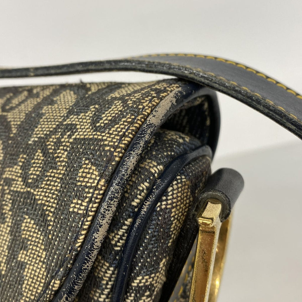 Dior Handbag Trotter Saddle Canvas Navy Beige Gold — view 6