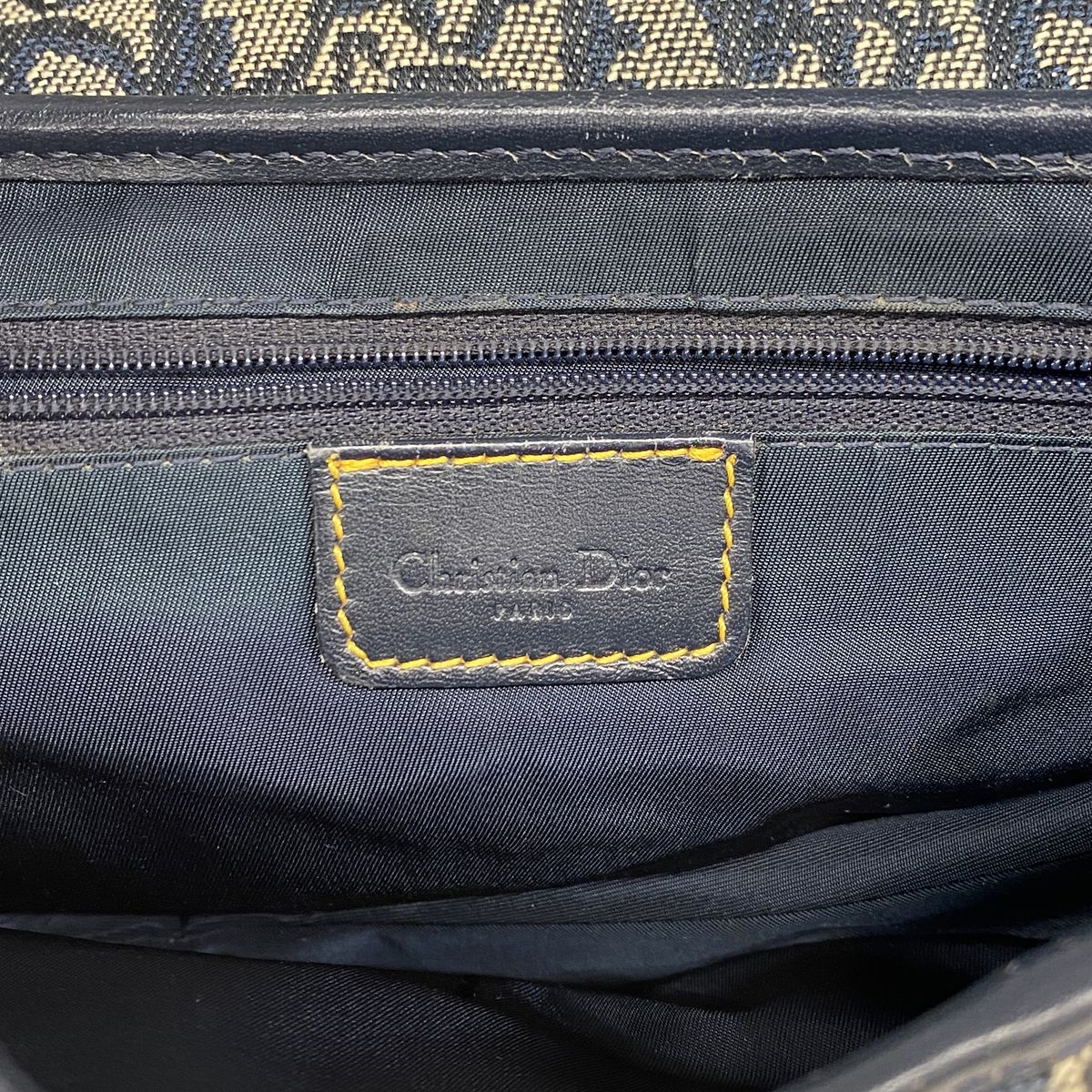 Dior Handbag Trotter Saddle Canvas Navy Beige Gold — view 5