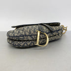 Dior Handbag Trotter Saddle Canvas Navy Beige Gold — view 3