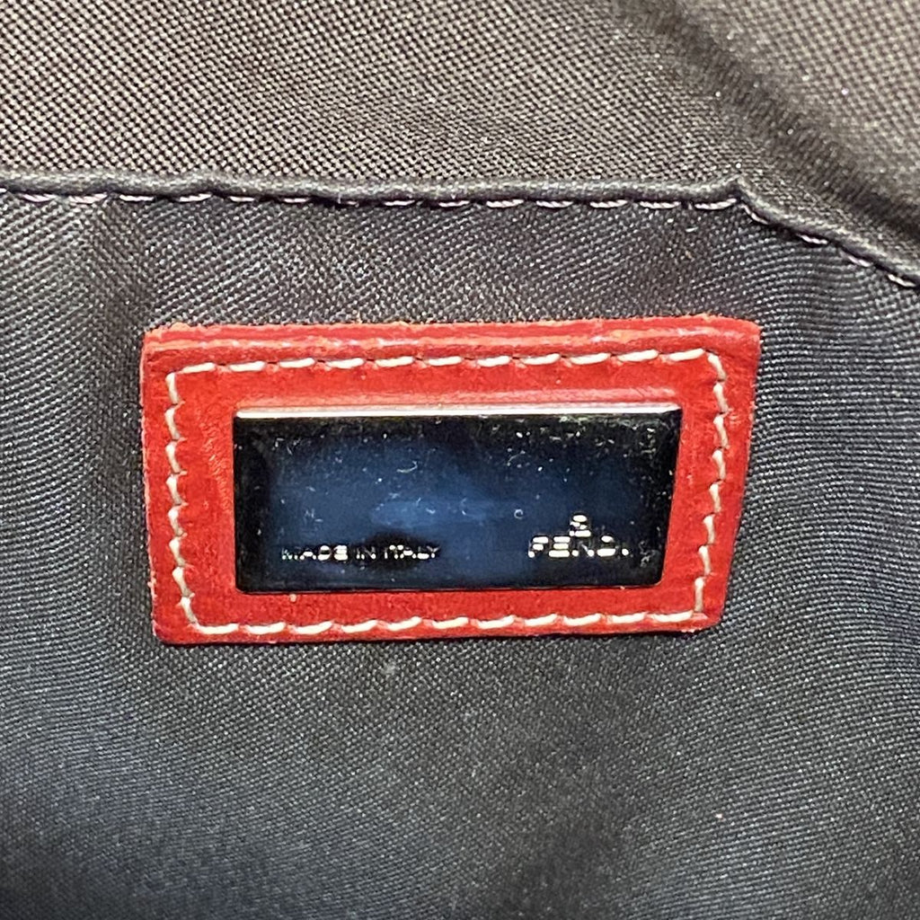 Fendi Tote Bag Zucca Nylon Canvas Brown Red Silver — view 5