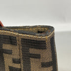 Fendi Tote Bag Zucca Nylon Canvas Brown Red Silver — view 8