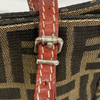 Fendi Tote Bag Zucca Nylon Canvas Brown Red Silver — view 7