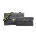 Chanel Shoulder Bag Quilted Lambskin Black Gold