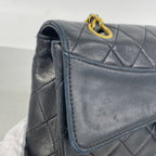 Chanel Shoulder Bag Quilted Lambskin Black Gold — view 7