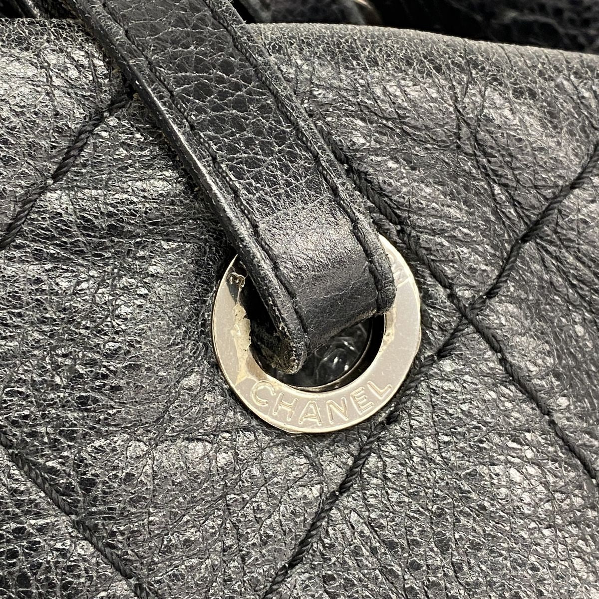 Chanel Tote Bag on the Road Leather Black Silver — view 8
