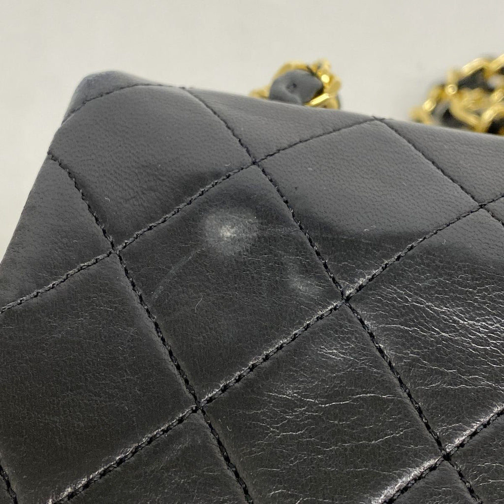 Chanel Shoulder Bag Mini Quilted Lambskin Black Gold — view 6