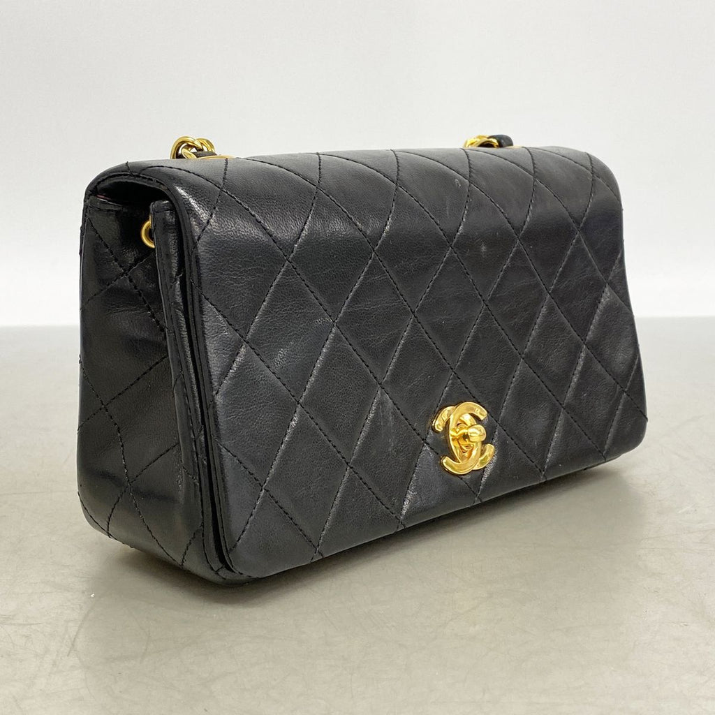 Chanel Shoulder Bag Mini Quilted Lambskin Black Gold — view 2