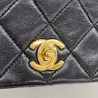 Chanel Shoulder Bag Mini Quilted Lambskin Black Gold — view 8