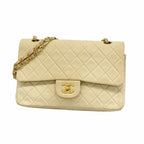 Chanel Shoulder Bag Quilted Lambskin Beige Gold
