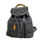 Gucci Backpack Bamboo Leather Black Gold