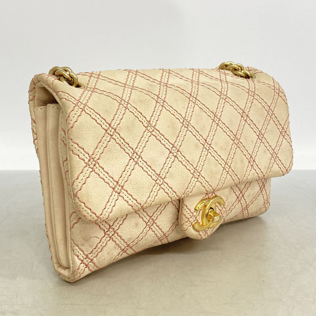 Chanel Shoulder Bag Wild Stitch Leather Pink Gold — view 2