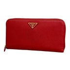 Prada Wallet Saffiano Leather Red Gold