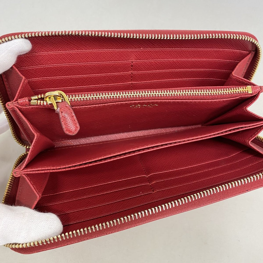 Prada Wallet Saffiano Leather Red Gold — view 3