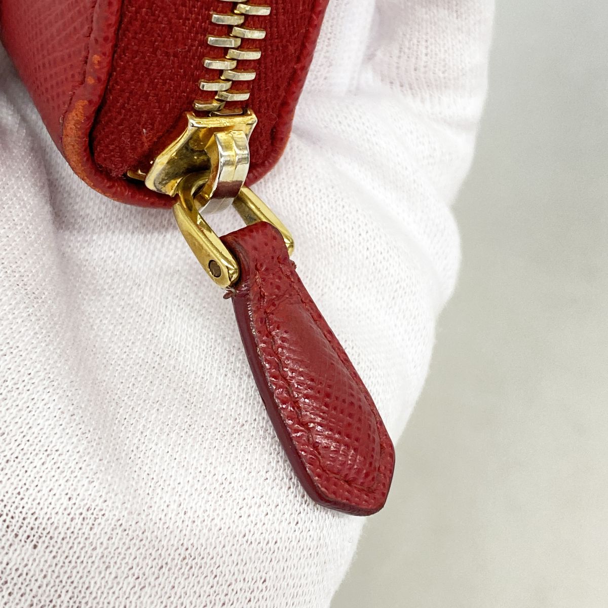 Prada Wallet Saffiano Leather Red Gold — view 7