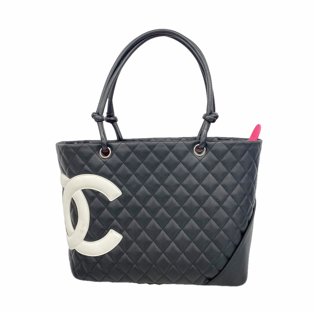 Chanel Tote Bag Cambon Leather Black Silver