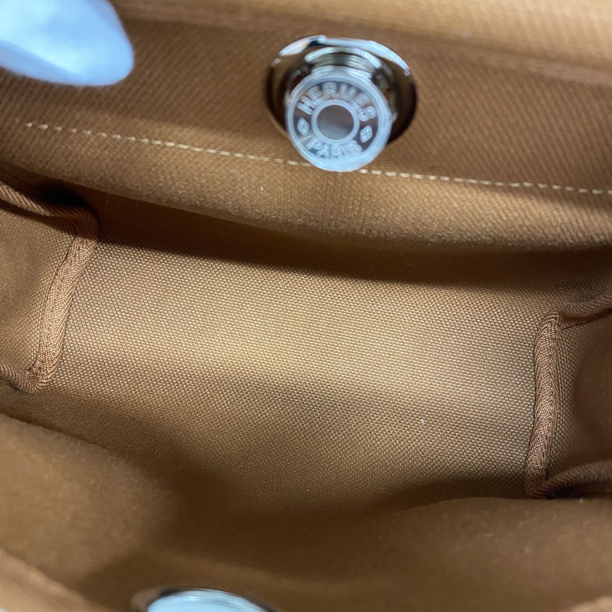 Hermes Shoulder Bag Herbag Mini Toile Military Vache Hunter Fauve Silver — view 4