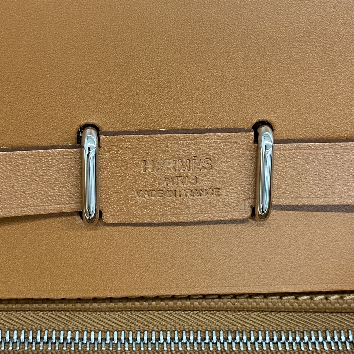 Hermes Shoulder Bag Herbag Mini Toile Military Vache Hunter Fauve Silver — view 5