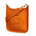 Hermes Shoulder Bag Evelyne TPM Taurillon Clemence Orange Minien Gold