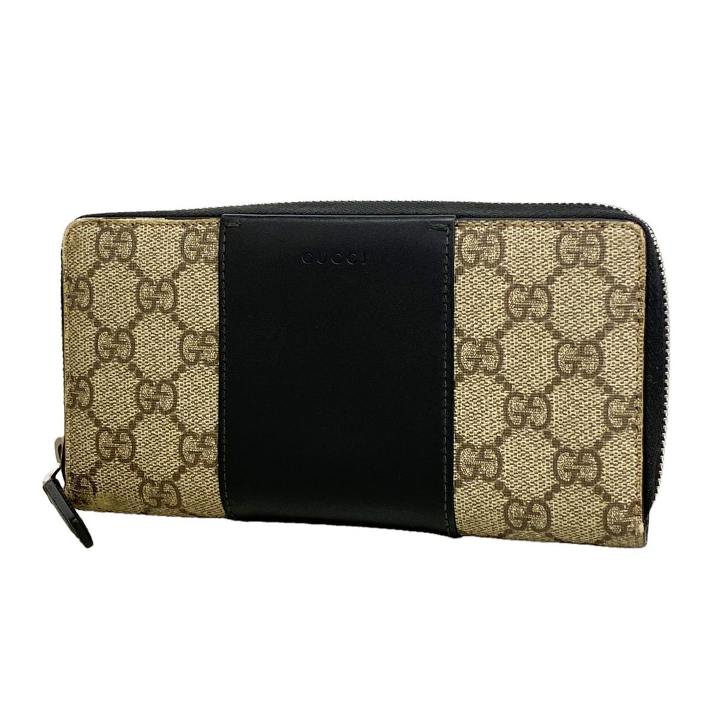 Gucci Wallet GG Supreme Brown Black Silver