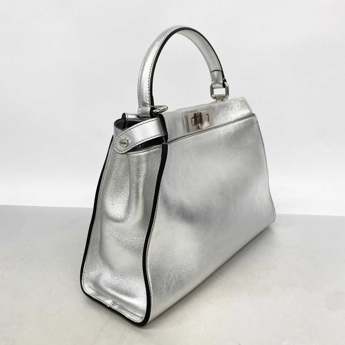 Fendi Handbag Peekaboo Leather Silver — view 2