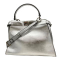 Fendi Handbag Peekaboo Leather Silver