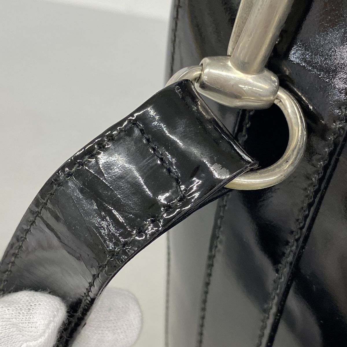 Gucci Handbag Bamboo Patent Black Silver — view 7