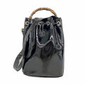 Gucci Handbag Bamboo Patent Black Silver