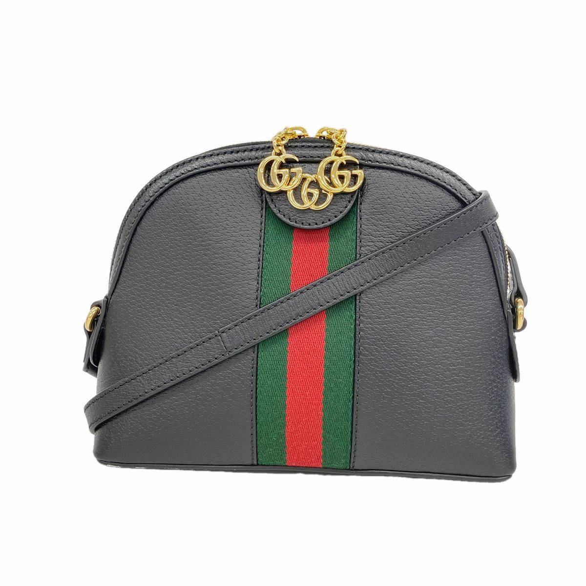Gucci Shoulder Bag Ophidia Sherry Line Leather Black Gold