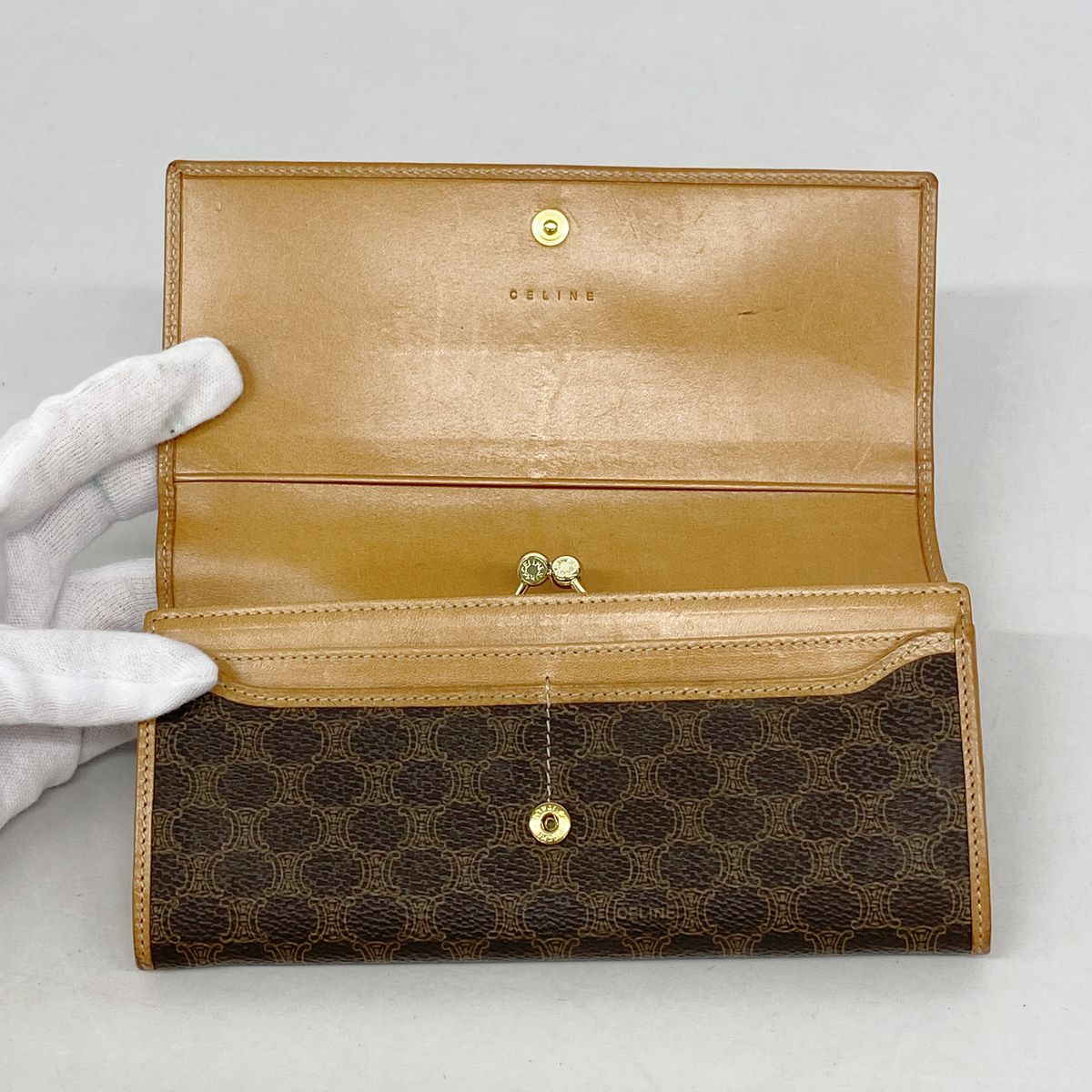 Celine Wallet Macadam Brown Gold — view 7