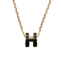 Hermes Necklace Mini Pop H Rocabar Black Gold H Logo Pendant