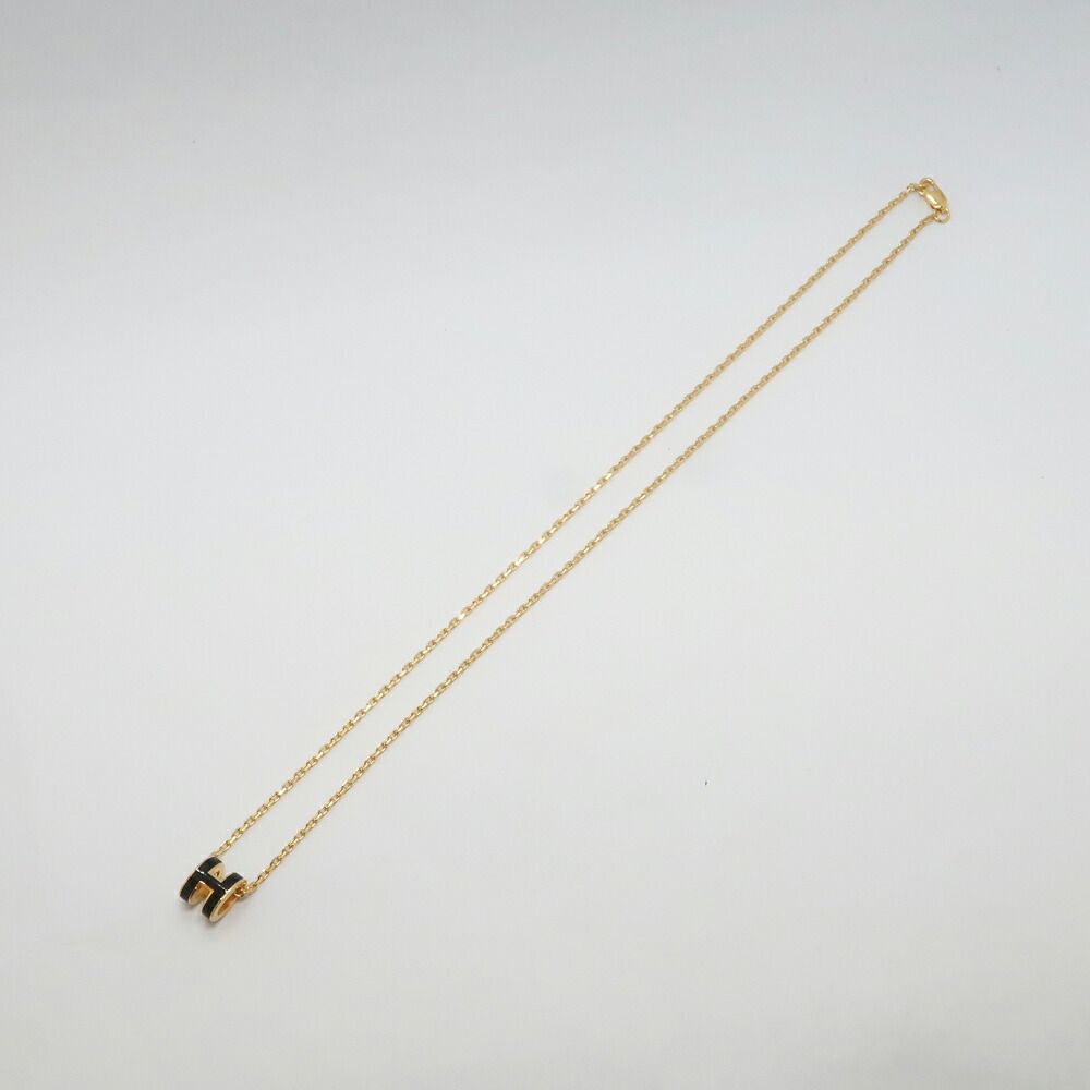 Hermes Necklace Mini Pop H Rocabar Black Gold H Logo Pendant — view 6
