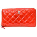 Chanel Brilliant Quilted Zip Around Wallet Patent Leather