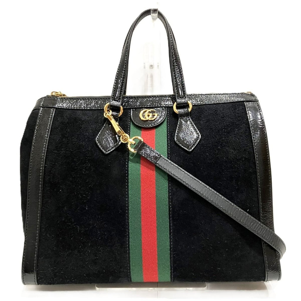 Gucci Ophidia Sherry Line Handbag Suede Leather