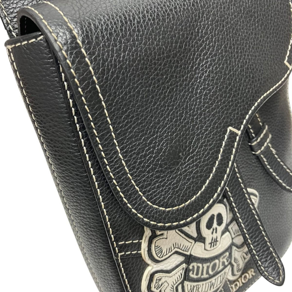 Dior Shawn Stussy Collaboration Saddle Bee Pouch Shoulder Bag Leather — view 7